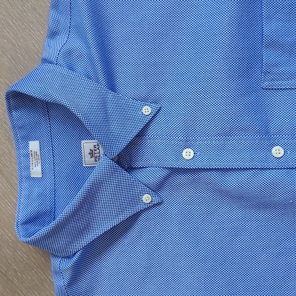 EUC Peter Millar Button Down Shirt Men's sz XL Blue Mini Check Long Sleeve Shirt - Picture 2 of 8